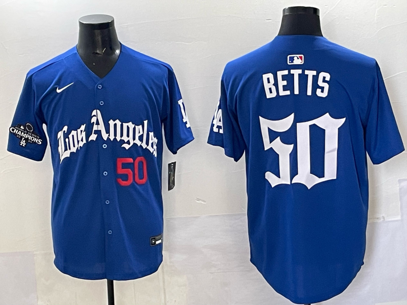 Men Los Angeles Dodgers #50 Betts Blue 2025 Nike MLB Jersey style 0013